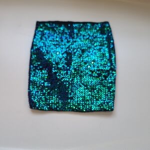 Sequin Iridescent Pull On Mini Skirt